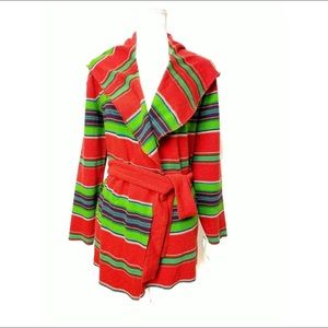 Ralph Lauren Southwestern Hooded Belted Red & Green Cardigan